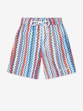 Missoni Multicolor Zigzag Swim Shorts in Red, Blue & White
